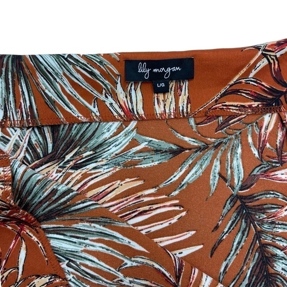 LILY Morgan long tropical print skirt size L brick terracotta A line silhouette - Picture 6 of 10